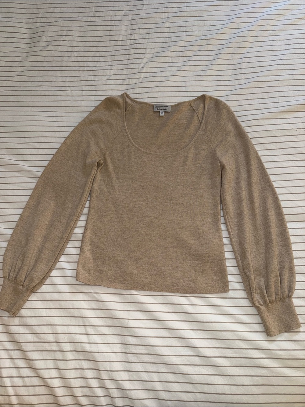 & Other Stories Beige Scoop Neck Long Sleeve Top